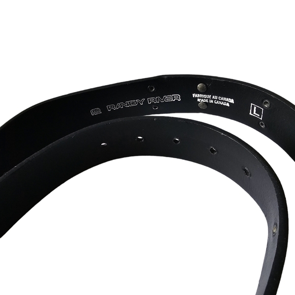 Randy River Men's leather belt with the studs and a cross. L Made in Canada. New - Picture 3 of 4